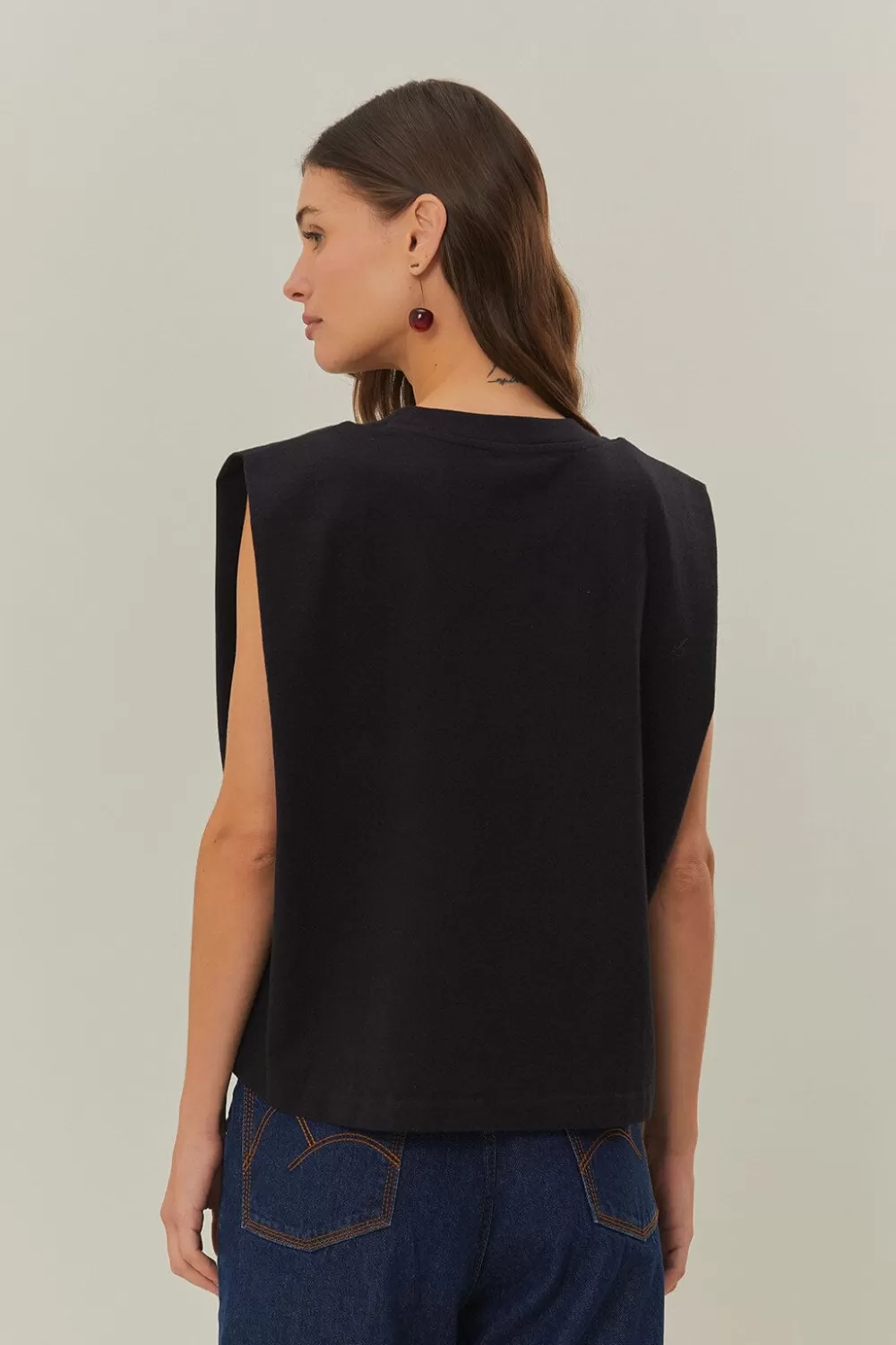 Black Beaded Hearts T-Shirt | FARM Rio Online