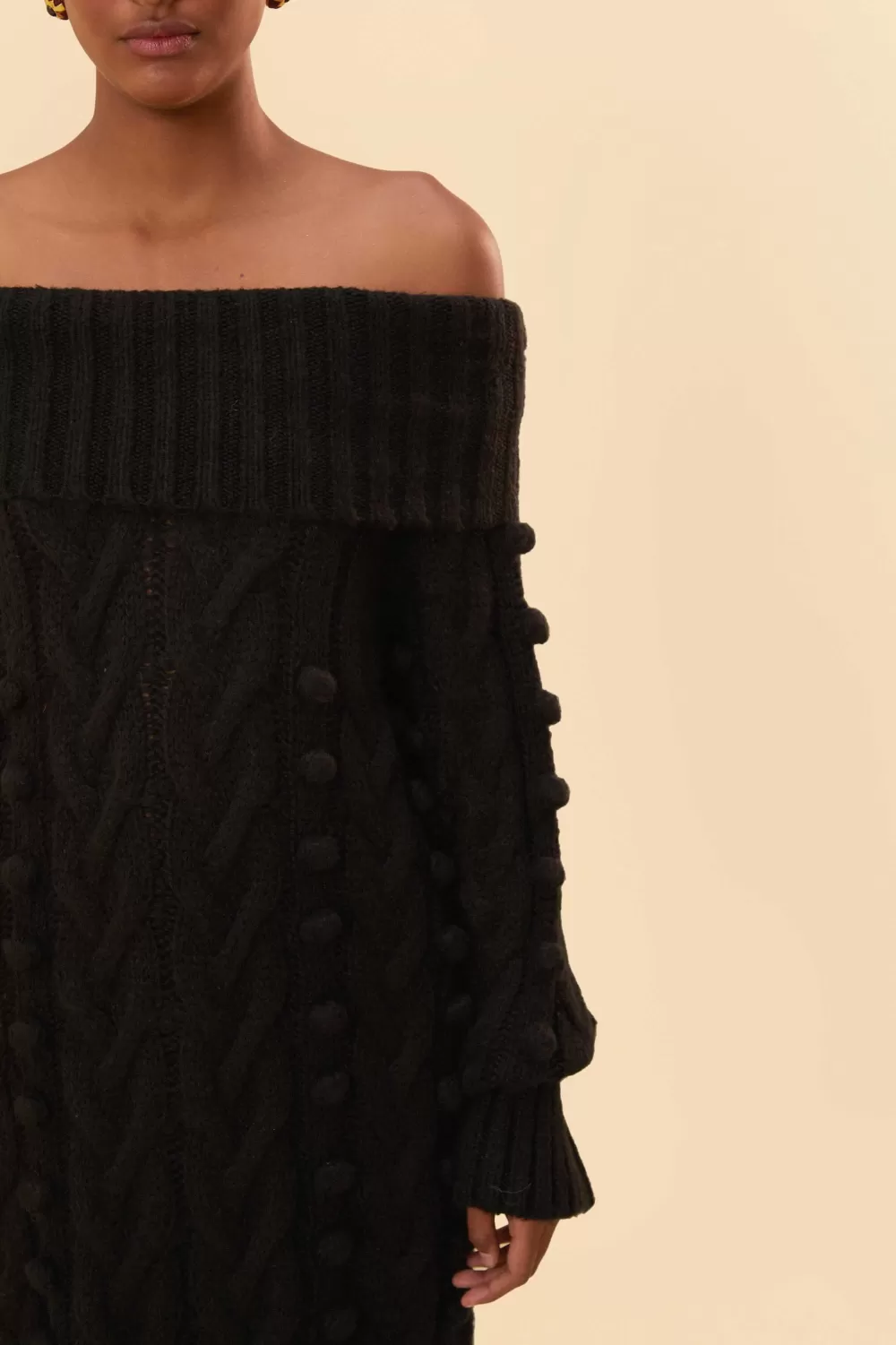 Black Braided Midi Sweater Dress | FARM Rio Clearance