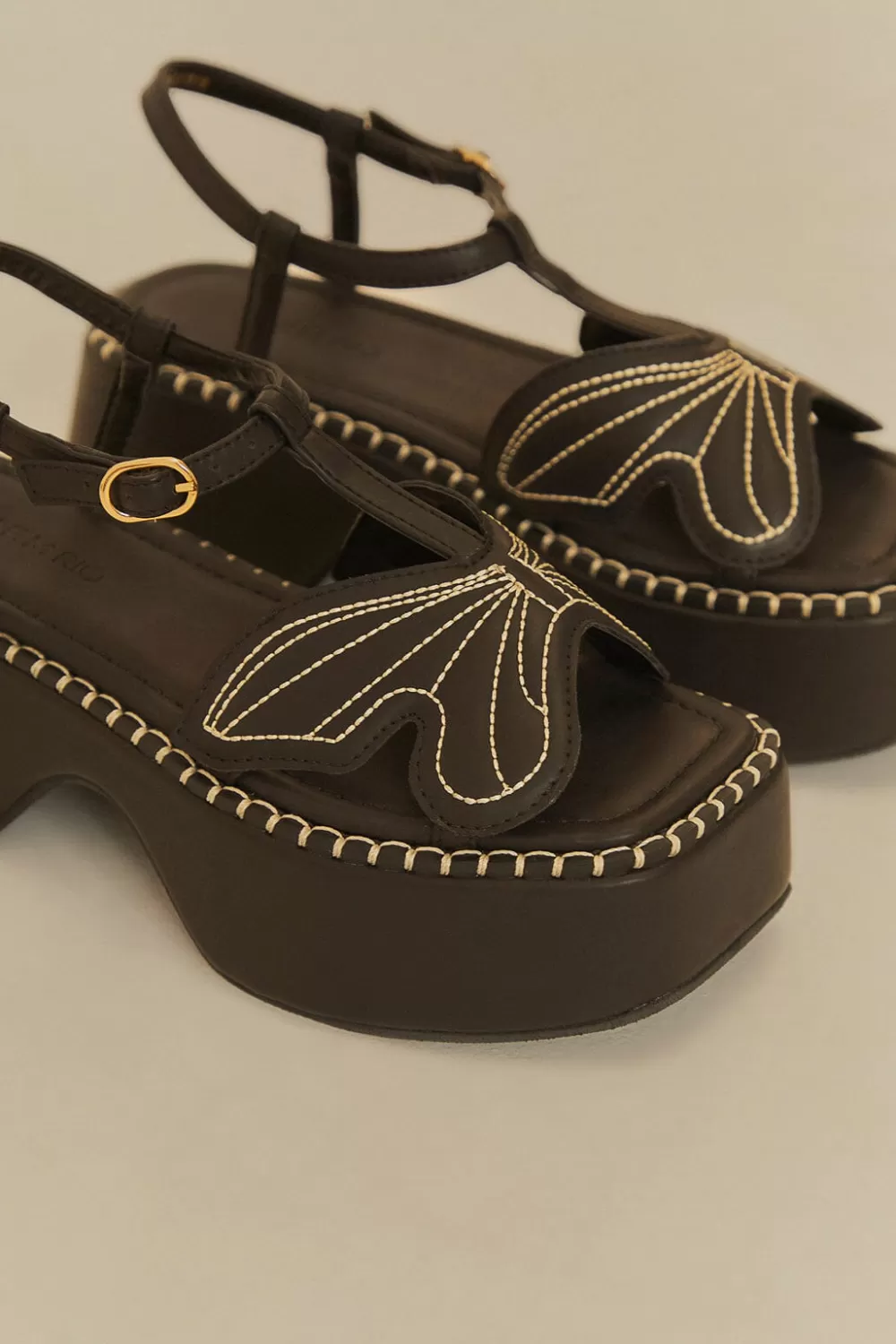 Black Butterfly Flatform Sandal | FARM Rio Hot