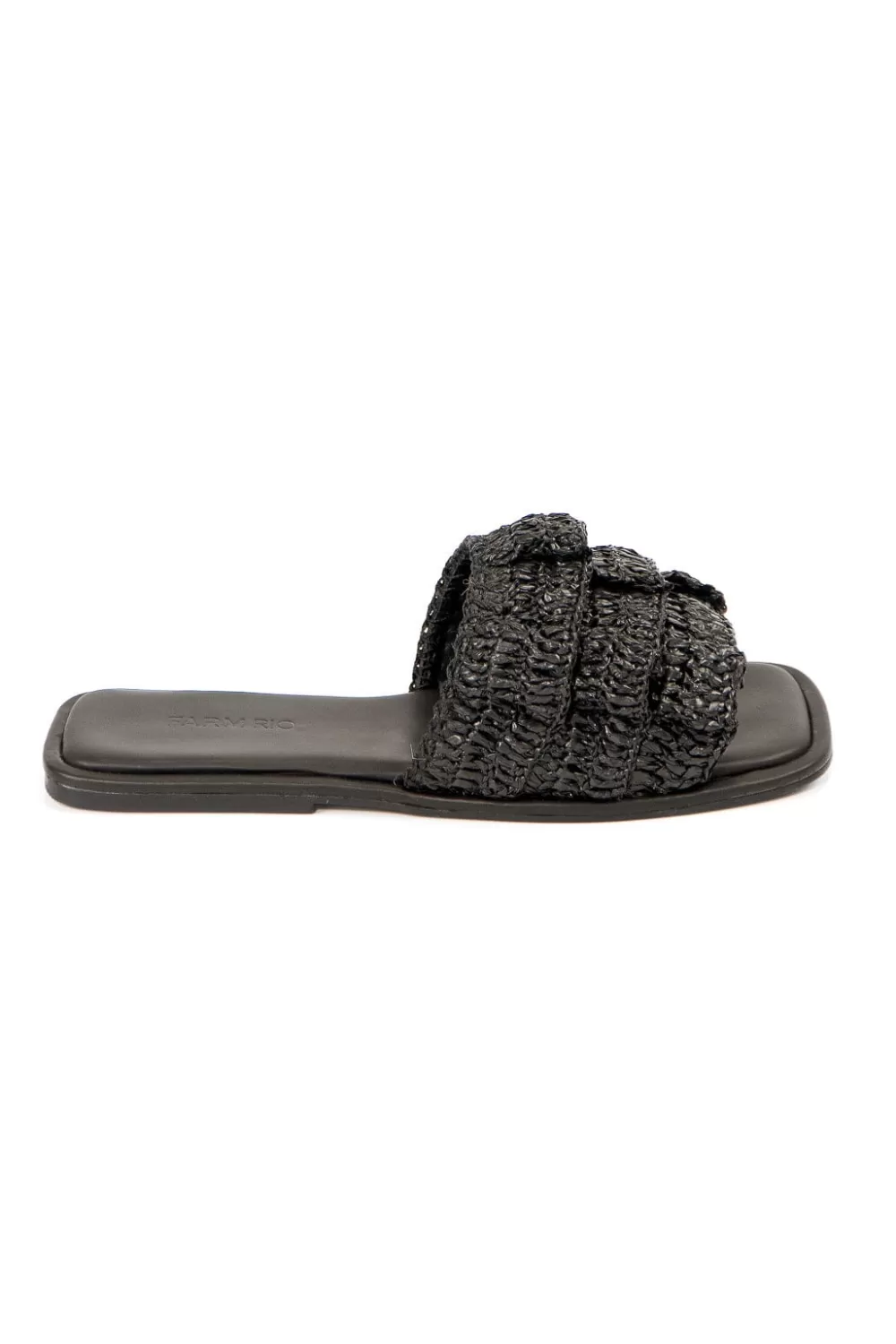 Black Crochet Ruffle Slide Sandal | FARM Rio Discount