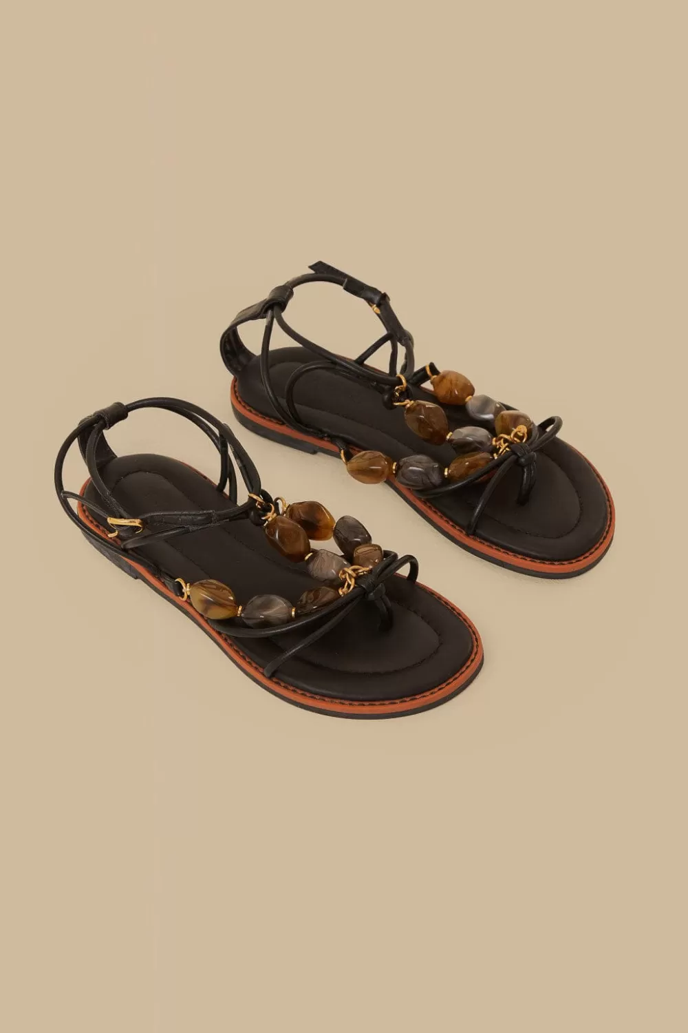 Black Gem Straps Sandal | FARM Rio Fashion