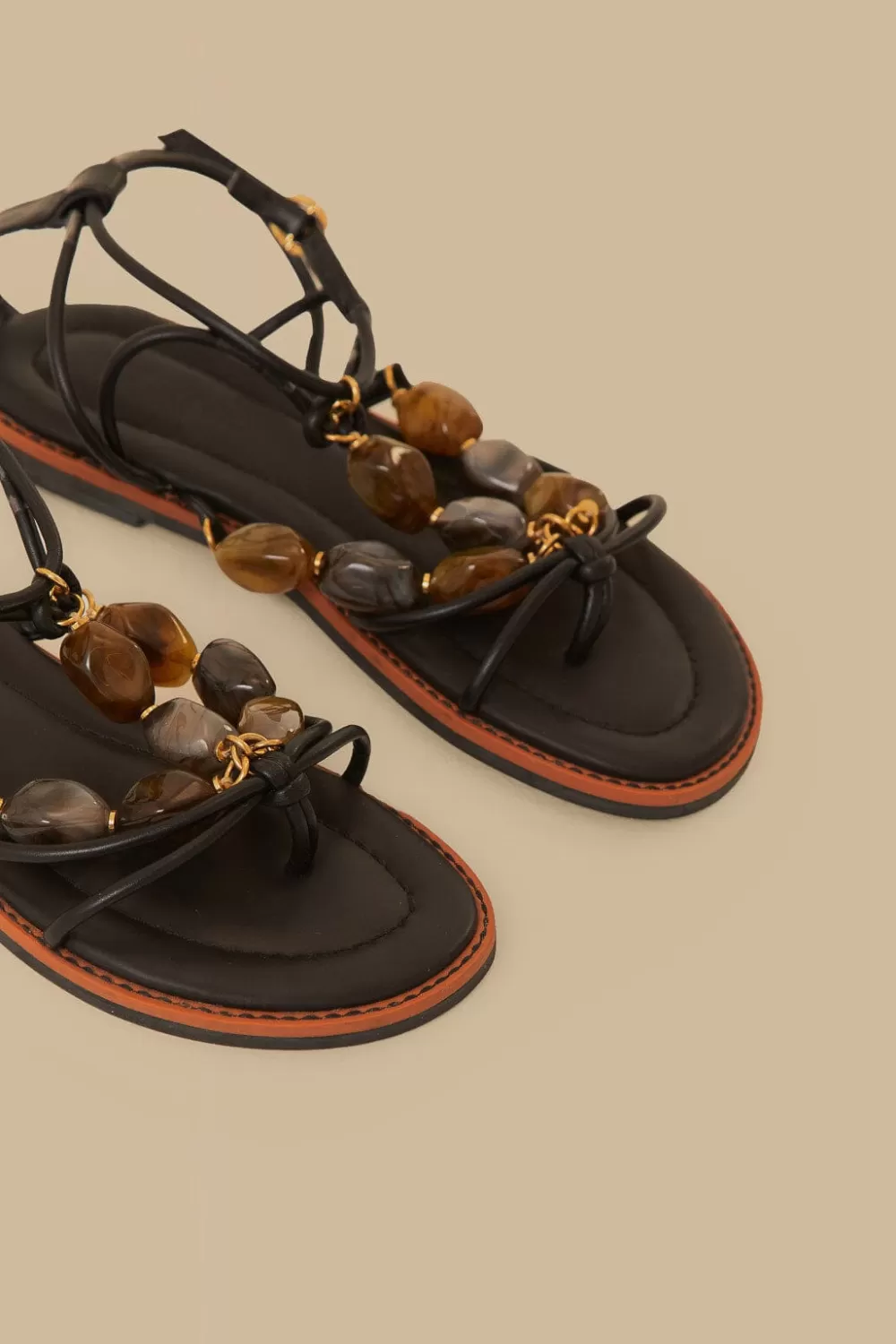 Black Gem Straps Sandal | FARM Rio Fashion