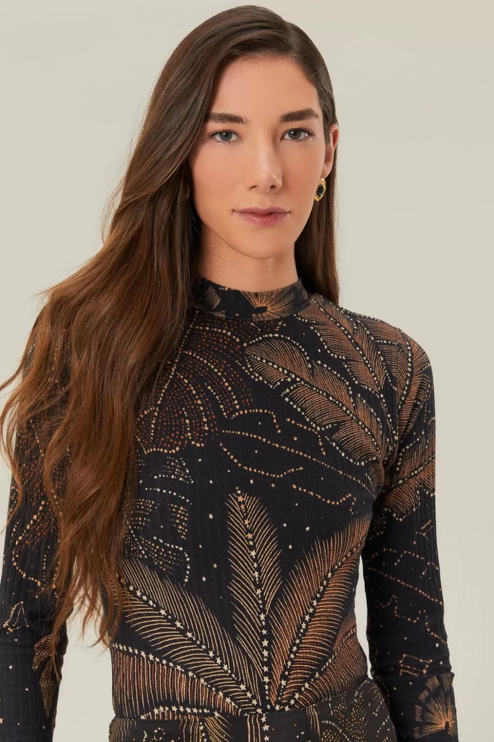 Black Golden Foliage Bodysuit | FARM Rio Sale