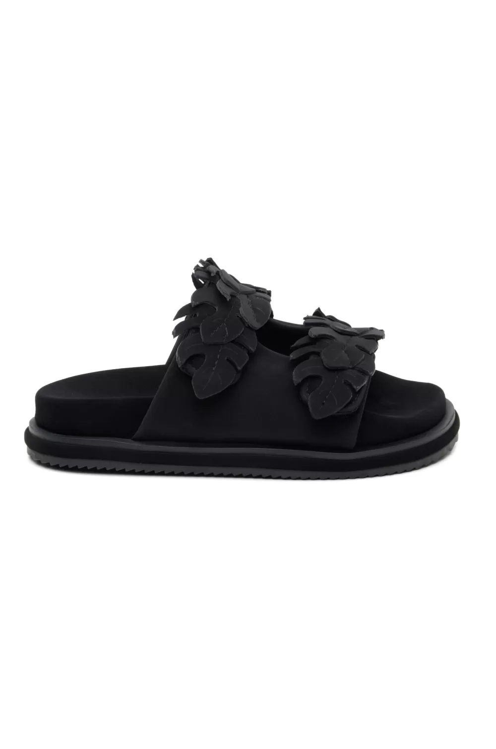 Black Mini Monstera Anatomic Slide Sandal | FARM Rio Sale