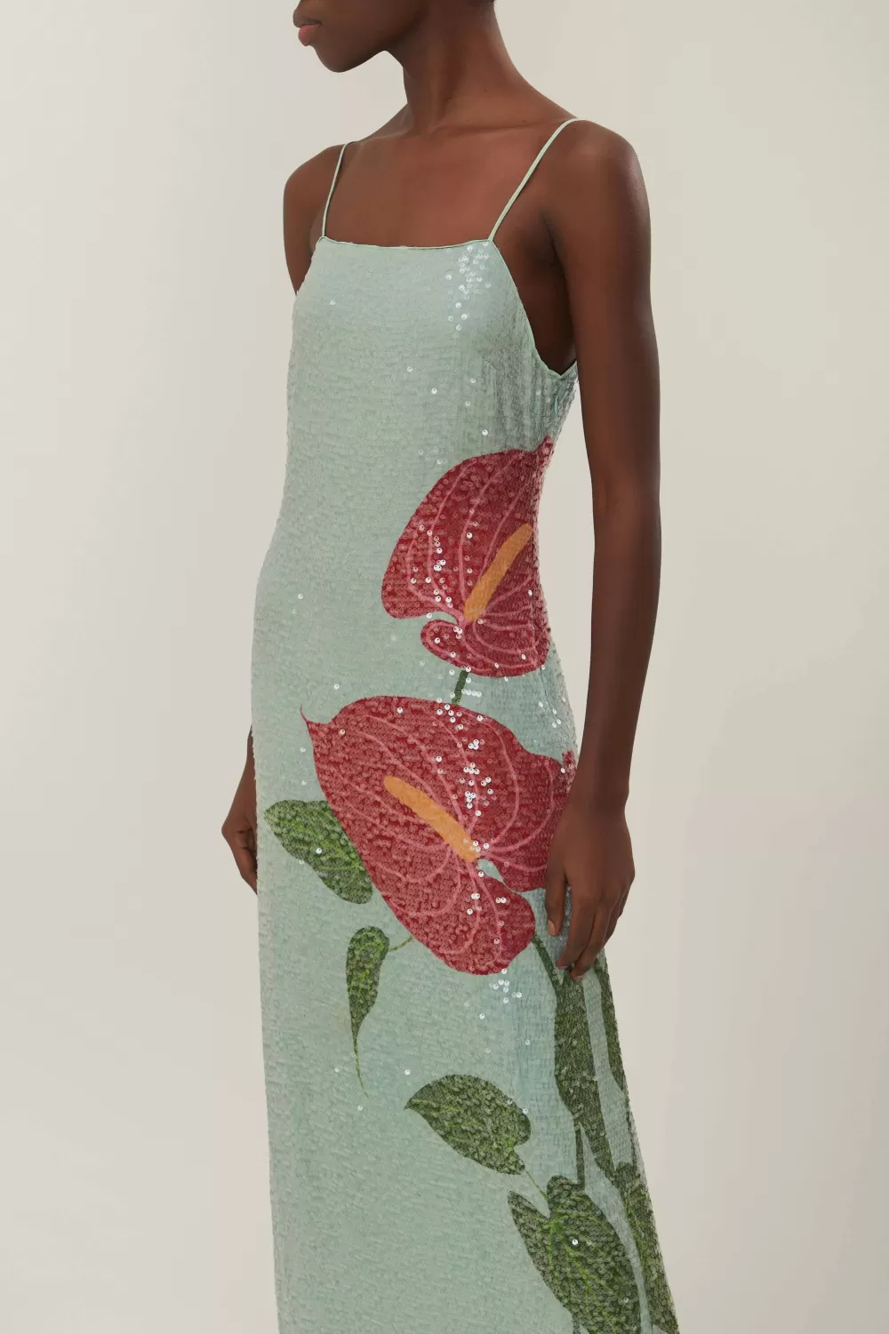 Blue Anthurium Flowers Slip Maxi Dress | FARM Rio Clearance