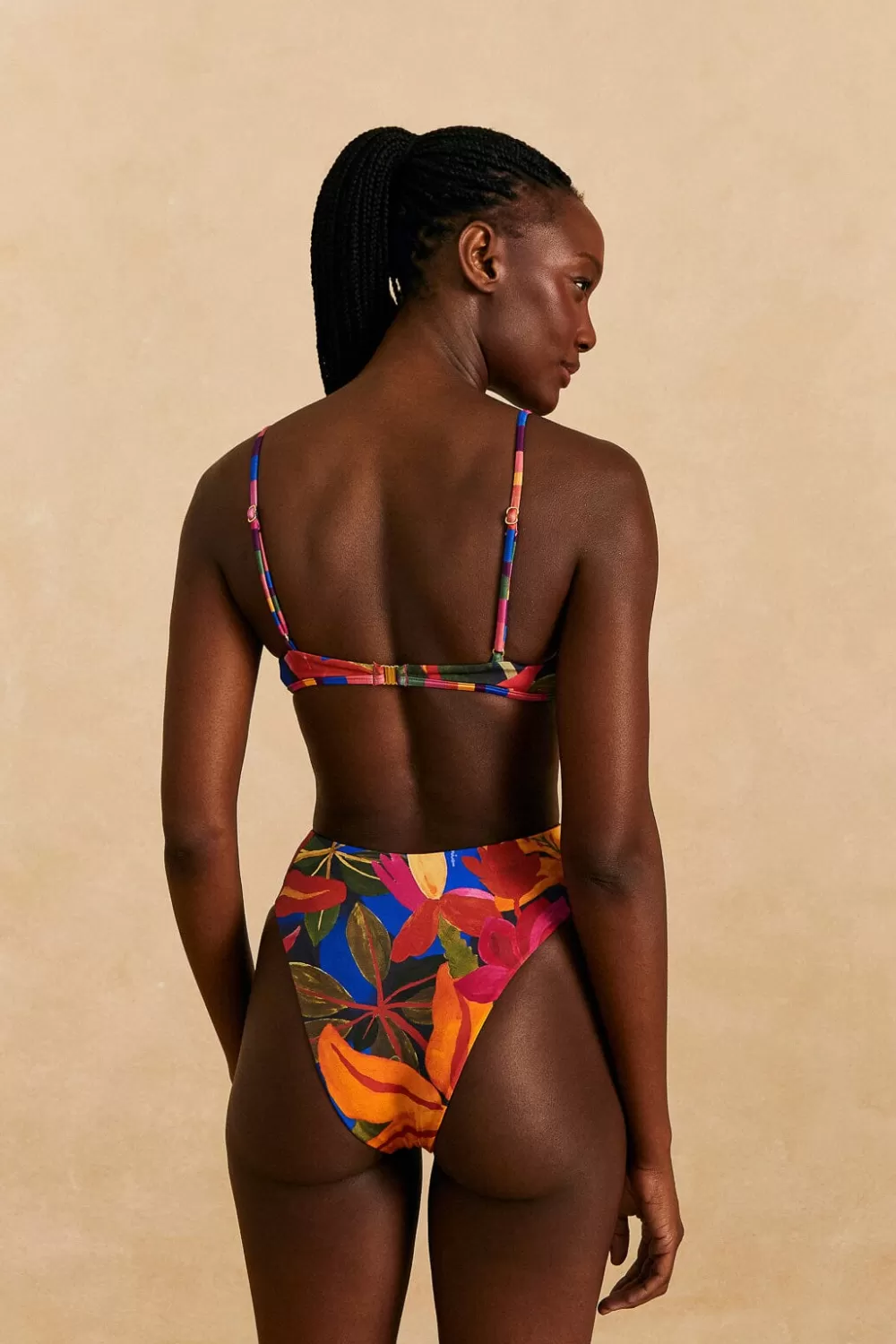 Blue Floral Tropical & Colorful Stripes High Waisted Bikini Bottom | FARM Rio Best Sale
