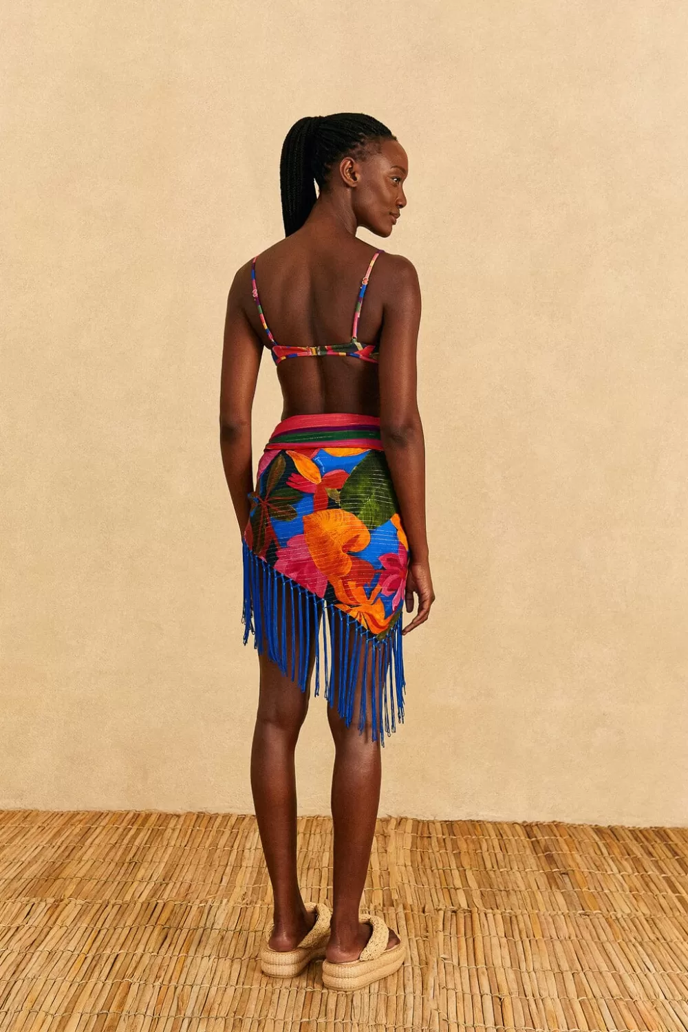 Blue Floral Tropical & Colorful Stripes Sarong | FARM Rio Online