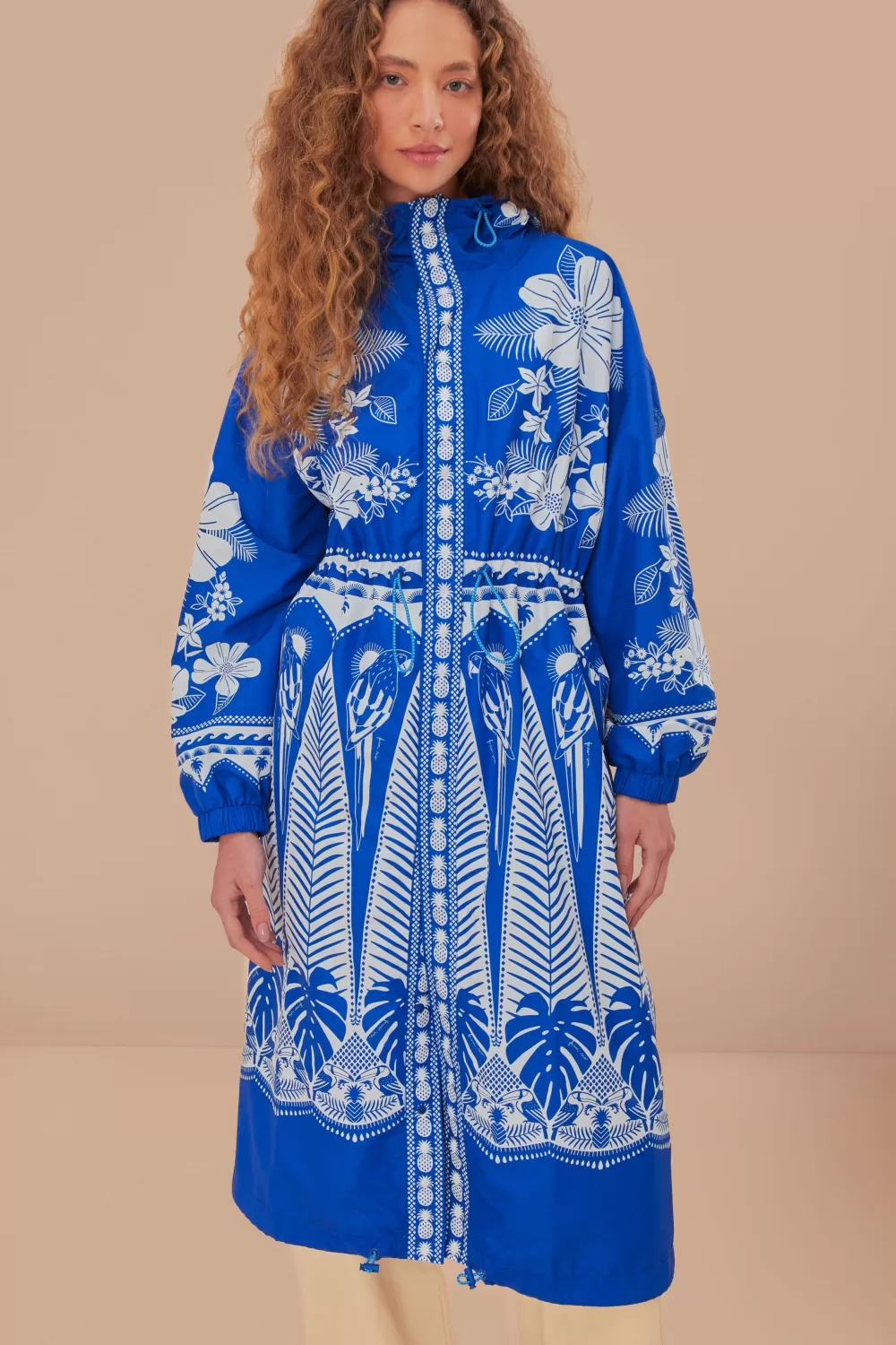 Blue Macaw Elegance Maxi Raincoat | FARM Rio Cheap