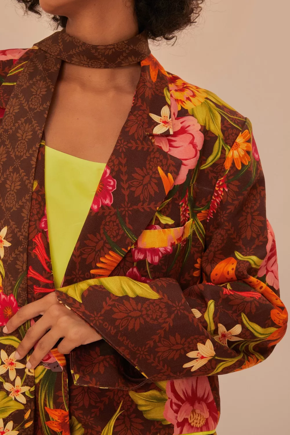 Brown Charming Garden Blazer | FARM Rio Best