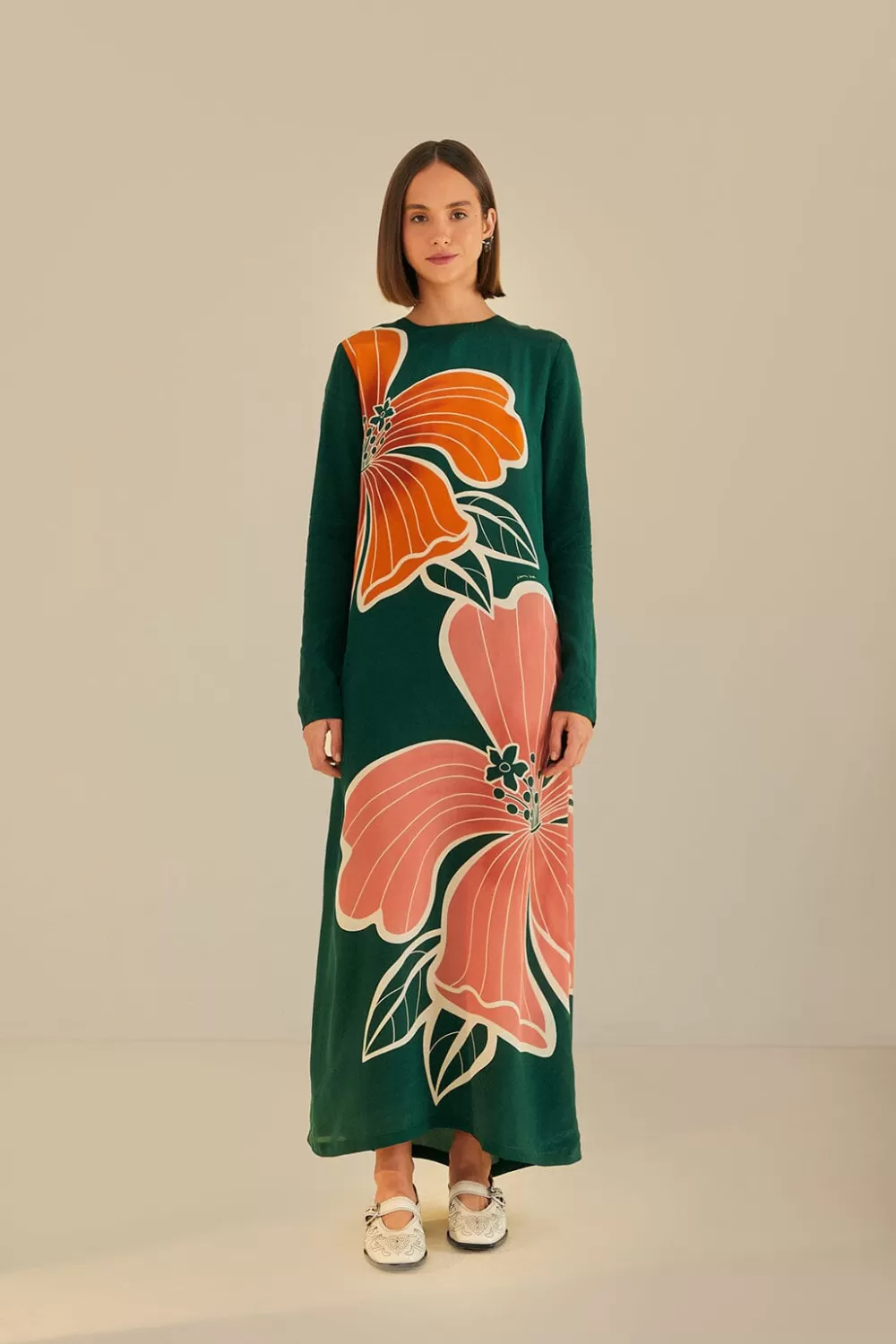 Green Honolulu Flowers Long Sleeve Maxi Dress | FARM Rio Best Sale