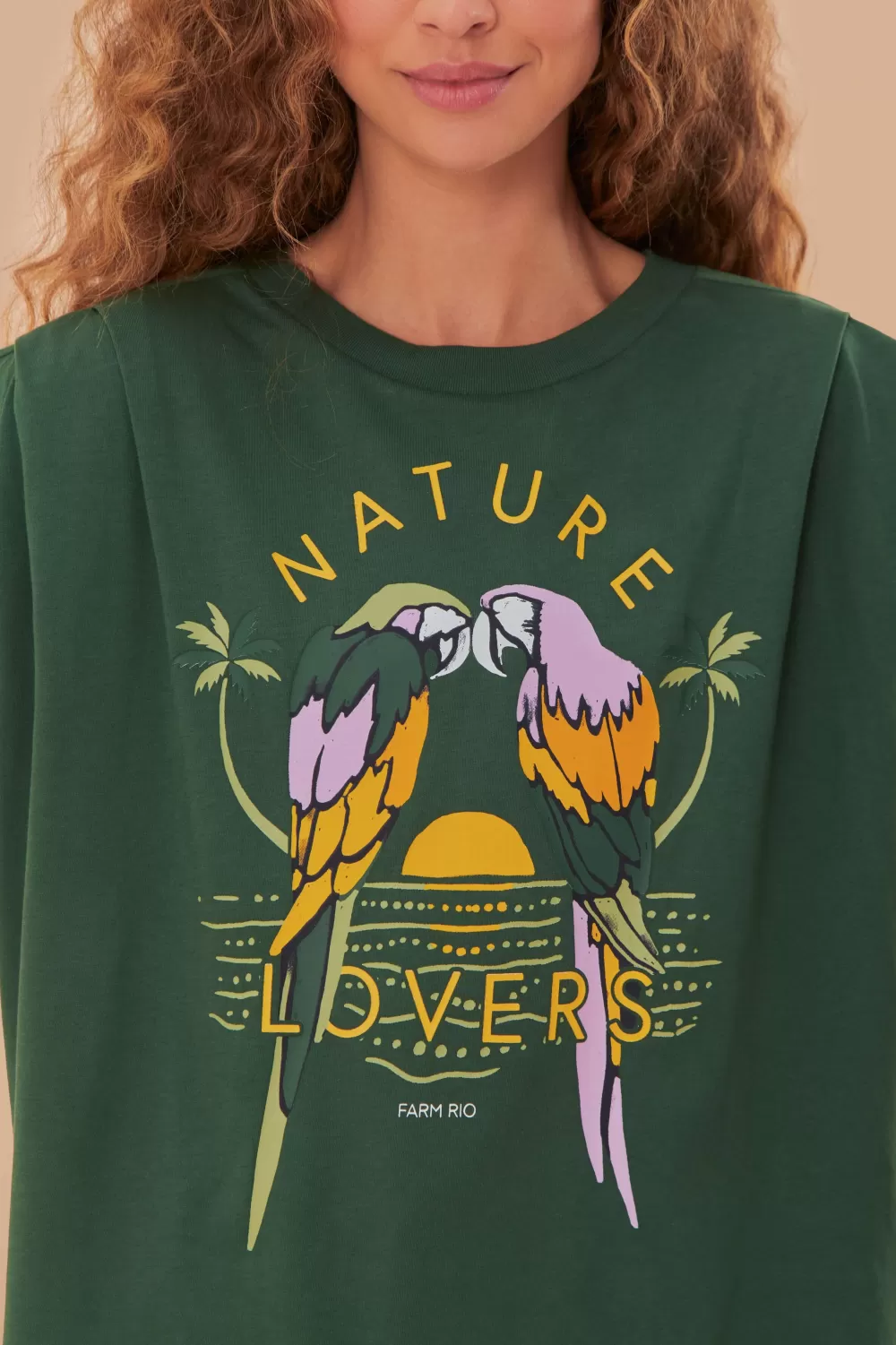 Green Nature Lovers Pleat Organic Cotton T-Shirt | FARM Rio Clearance