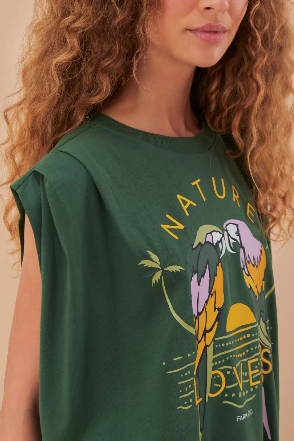 Green Nature Lovers Pleat Organic Cotton T-Shirt | FARM Rio Clearance