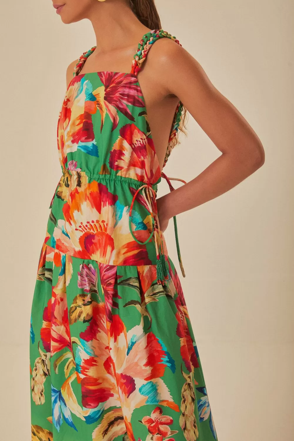 Green Tropicart Sleeveless Midi Dress | FARM Rio Clearance