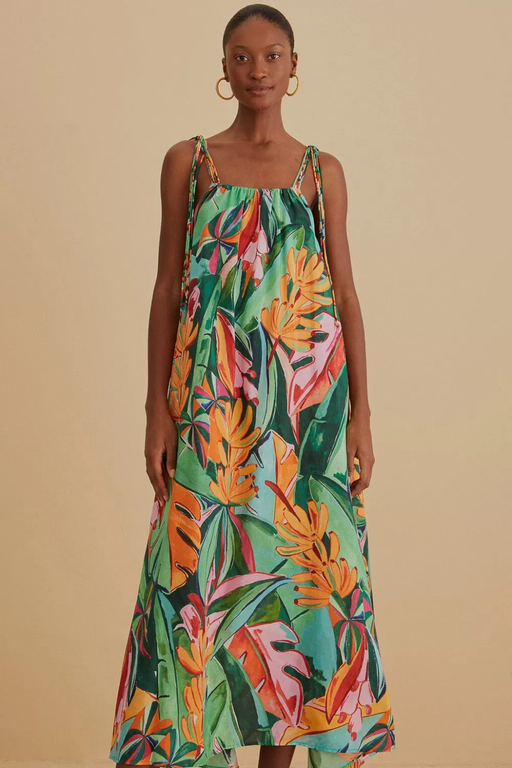 Multicolor Banana Foliage Sleeveless Midi Dress | FARM Rio Best Sale