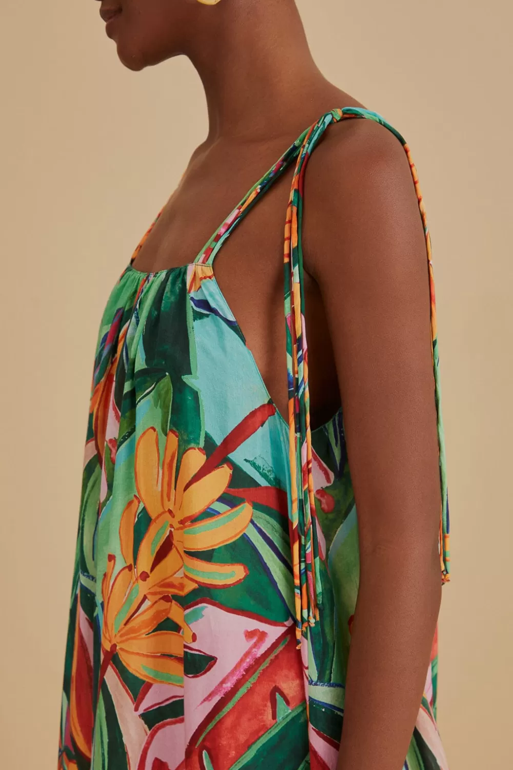 Multicolor Banana Foliage Sleeveless Midi Dress | FARM Rio Best Sale