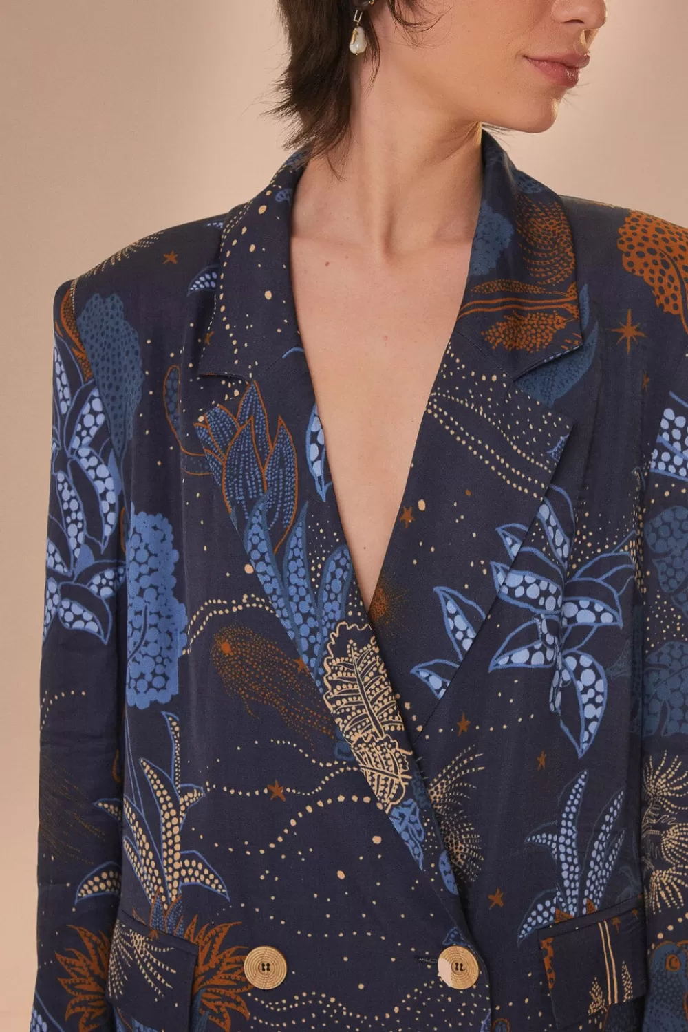 Navy Blue Night Jungle Blazer | FARM Rio Cheap