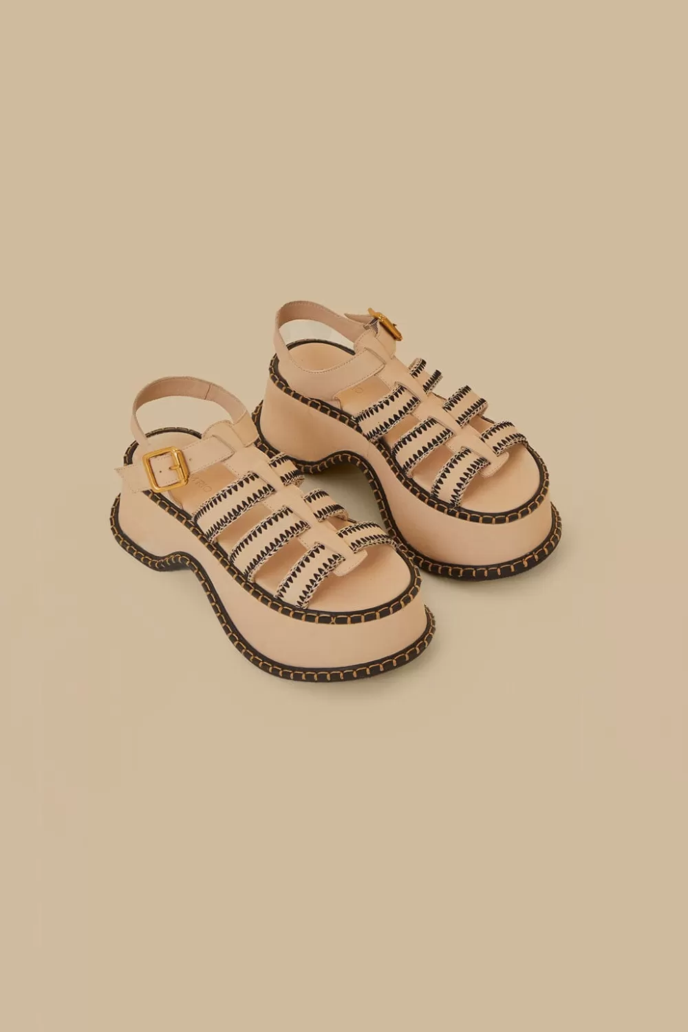 Off-White Artisanal Fisherman Platform Sandal | FARM Rio Shop