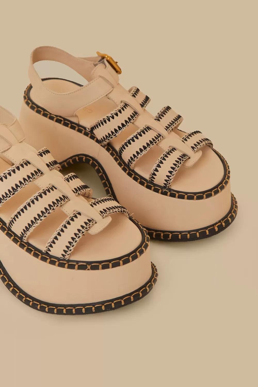 Off-White Artisanal Fisherman Platform Sandal | FARM Rio Shop