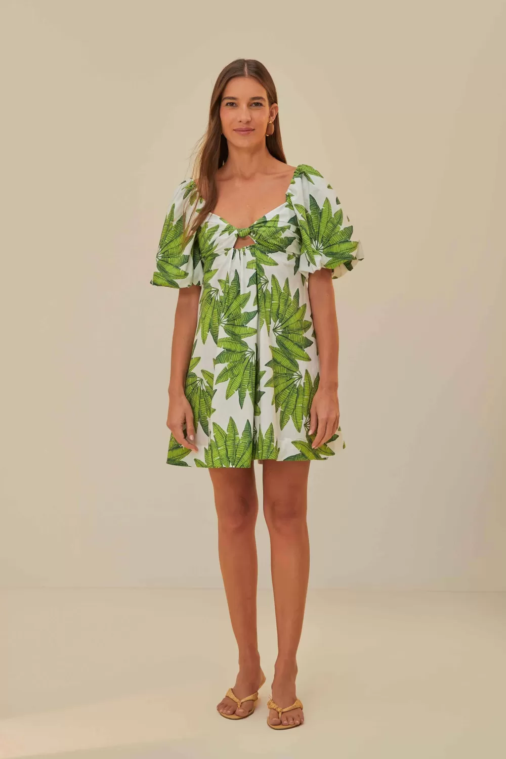 Off-White Palms Fan Mini Dress | FARM Rio Store