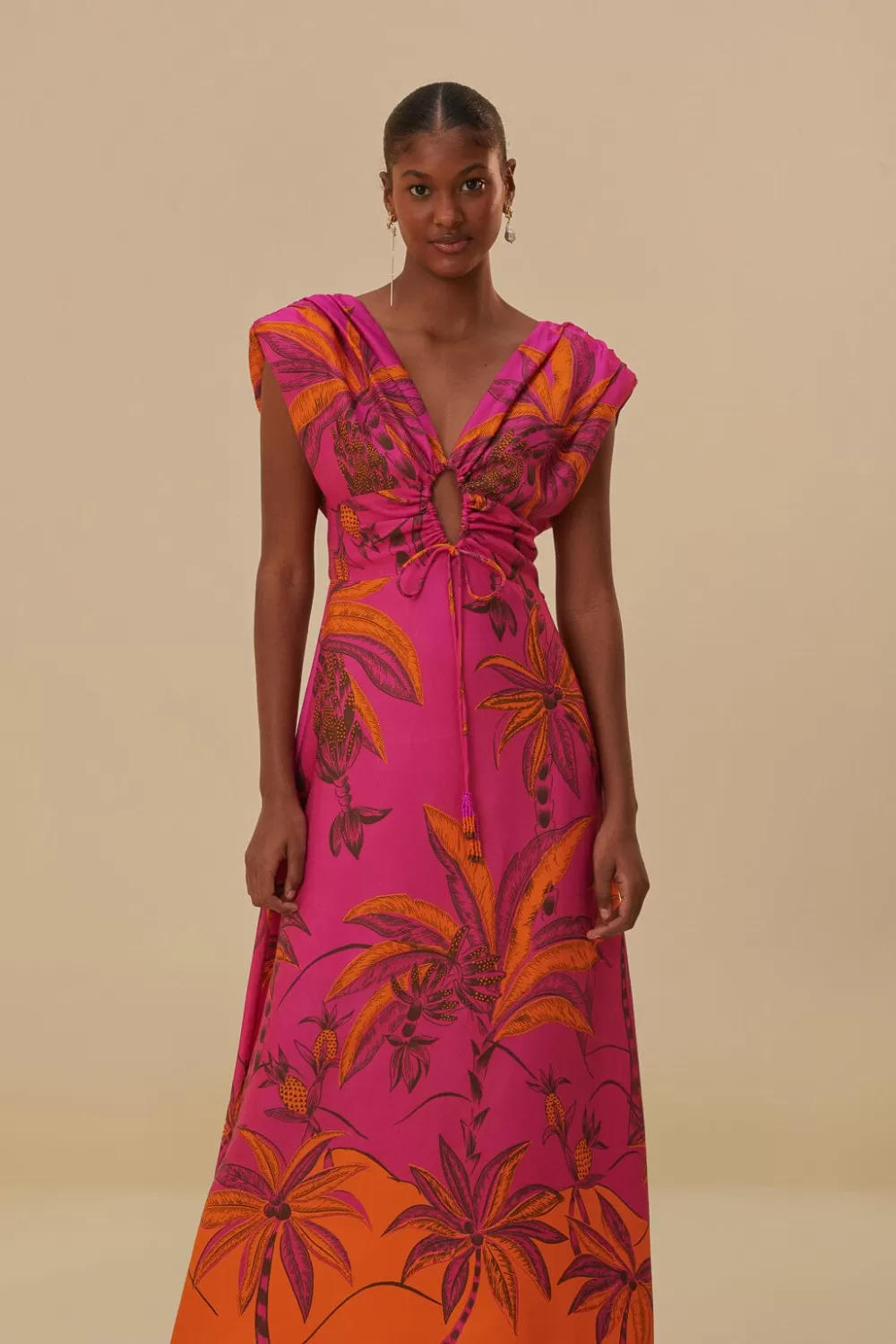 Pink Beach Forest Lenzing™ Ecovero™ Viscose Maxi Dress | FARM Rio Fashion