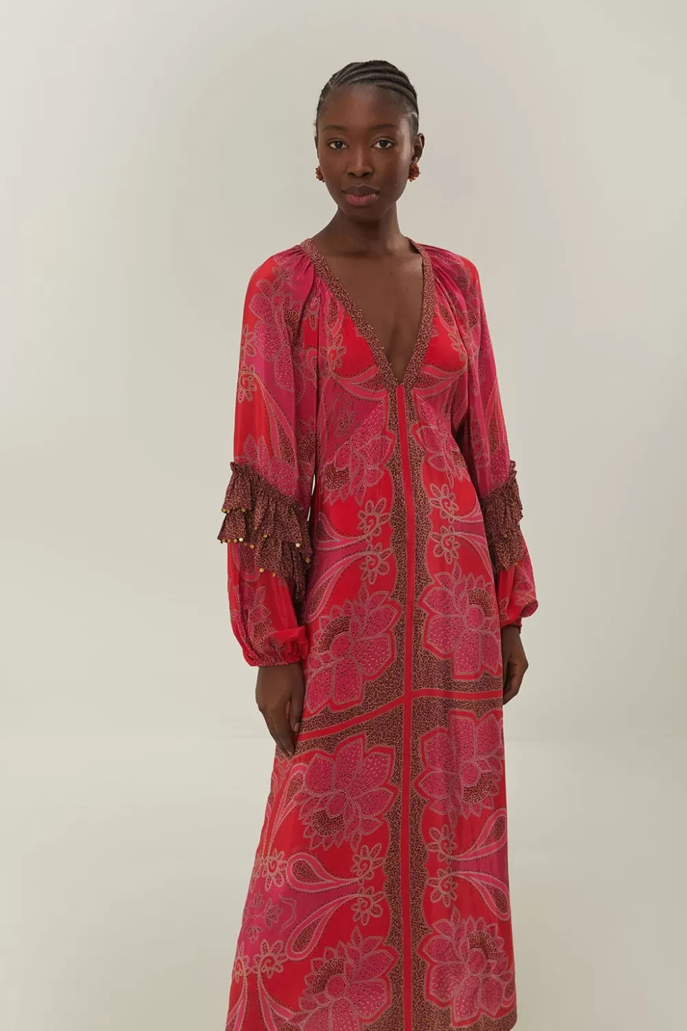 Pink Floral Glam Scarf Maxi Dress | FARM Rio Sale