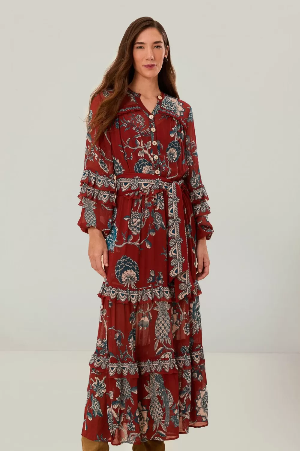 Red Tropical Landing Maxi Dress | FARM Rio Fashion