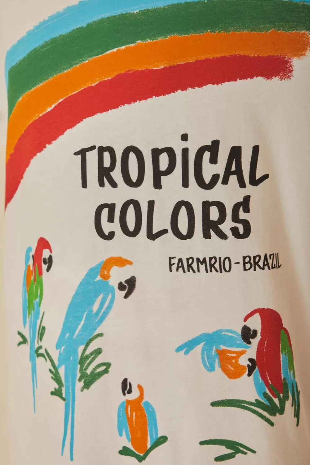 White Tropical Colors Organic Cotton Oversized T-Shirt | FARM Rio Fashion